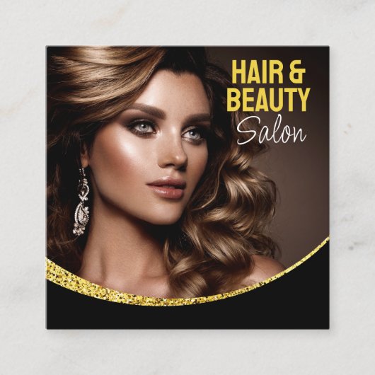 Glamoureuze Glitter Hair Stylist Beauty Salon Vierkante Visitekaartje (Voorkant)