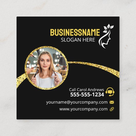Glamoureuze Glitter Hair Stylist Beauty Salon Vierkante Visitekaartje (Achterkant)