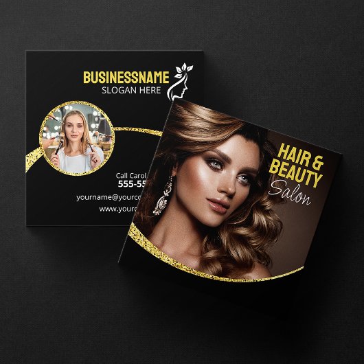 Glamoureuze Glitter Hair Stylist Beauty Salon Vierkante Visitekaartje