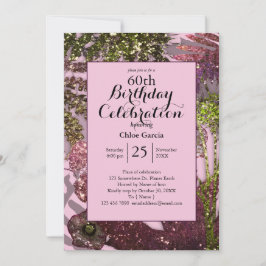 Glamoureuze Glitter Indiase Bloemen | Glans Roze Kaart