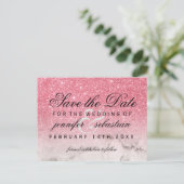 Glamoureuze Glitter Shimmering Pink Wedding Briefkaart (Staand voorkant)