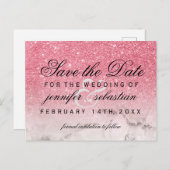 Glamoureuze Glitter Shimmering Pink Wedding Briefkaart (Voorkant / Achterkant)