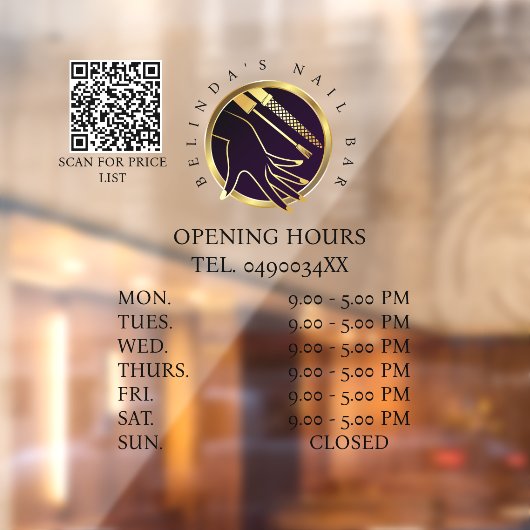 Glamoureuze Gold & Black Nail Salon Raamsticker (Vel 2)