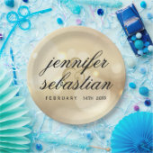 Glamoureuze Gold Bokeh Light monogram bruiloft Papieren Bordje (Feest)