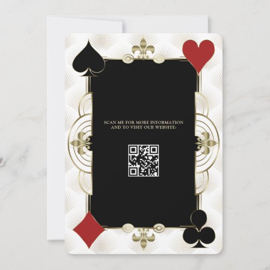 Glamoureuze Gold Casino Vegas Poker Wedding Kaart (Achterkant)