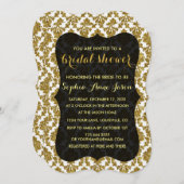 Glamoureuze Gold Damask Bruids Douche Uitnodiging (Voorkant / Achterkant)