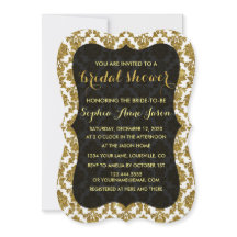 Glamoureuze Gold Damask Bruids Douche Uitnodiging