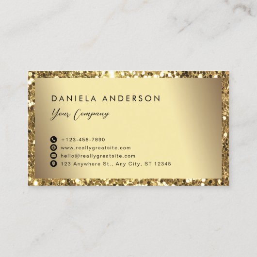 Glamoureuze Gold Glitter Luxe Visitekaartje (Achterkant)