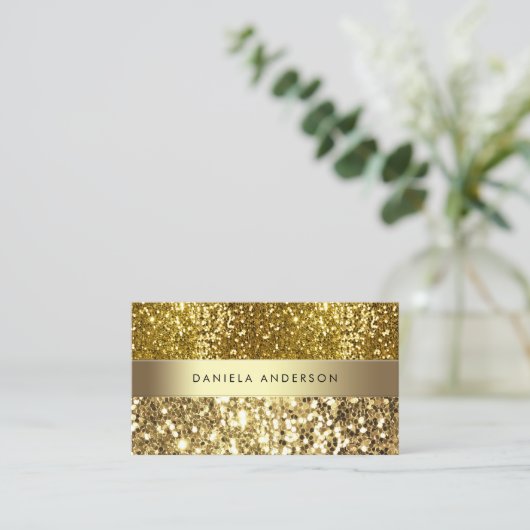 Glamoureuze Gold Glitter Luxe Visitekaartje (Staand voorkant)