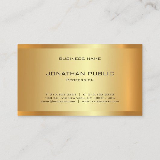Glamoureuze Gold Look Modern Elegant Sjabloon Luxe Visitekaartje (Achterkant)