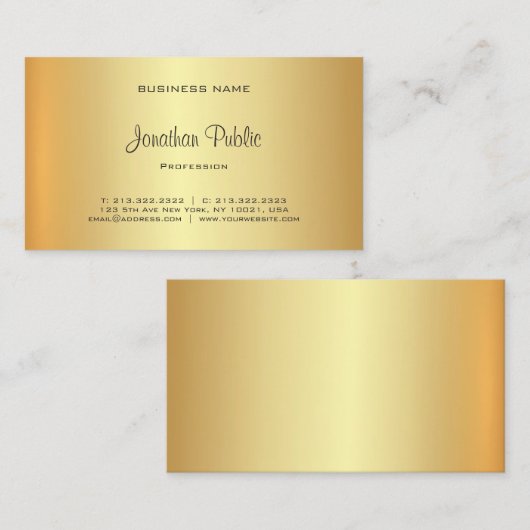 Glamoureuze Gold Look Professioneel Elegant Visitekaartje (Voorkant / Achterkant)