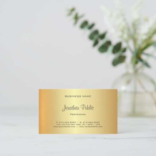 Glamoureuze Gold Look Professioneel Elegant Visitekaartje (Staand voorkant)