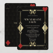 Glamoureuze Goud Art Deco Casino Nacht Nieuwjaarsf Kaart (Voorkant / Achterkant)