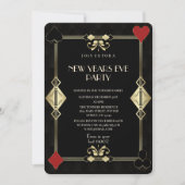Glamoureuze Goud Art Deco Casino Nacht Nieuwjaarsf Kaart (Voorkant)