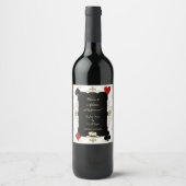 Glamoureuze Goud Casino Vegas Poker Bruiloft Wijn Etiket (Voorkant)