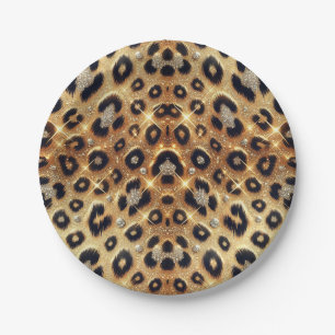 Glamoureuze goud-zwarte luipaard cheeta-print papieren bordje
