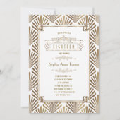 Glamoureuze Gouden Art Deco Great Gatsby 18e Verja Kaart (Voorkant)