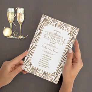 Glamoureuze Gouden Art Deco Great Gatsby 18e Verja Kaart