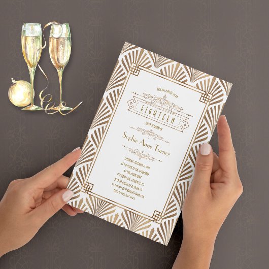 Glamoureuze Gouden Art Deco Great Gatsby 18e Verja Kaart