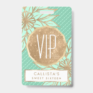 Glamoureuze Gouden Blauwgroen Groene Glitter Flowe Badge