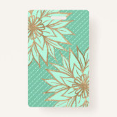 Glamoureuze Gouden Blauwgroen Groene Glitter Flowe Badge (Achterkant)