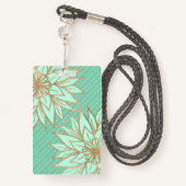 Glamoureuze Gouden Blauwgroen Groene Glitter Flowe Badge (Achterkant met draagriem)