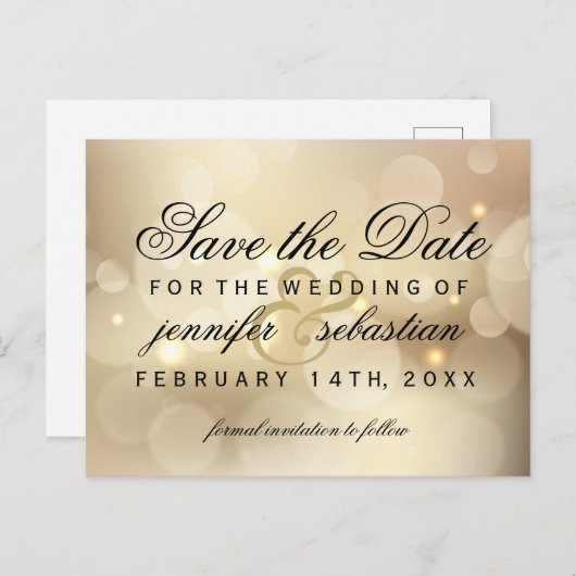 Glamoureuze gouden Bokeh Licht Bruiloft Briefkaart (Voorkant / Achterkant)