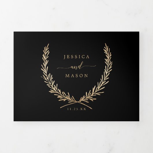 Glamoureuze gouden bruiloft uitnodigingenset drieluik uitnodiging (Cover)