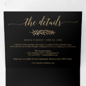 Glamoureuze gouden bruiloft uitnodigingenset drieluik uitnodiging (Binnenzijde eerst)