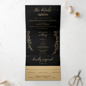Glamoureuze gouden bruiloft uitnodigingenset drieluik uitnodiging (Binnen)