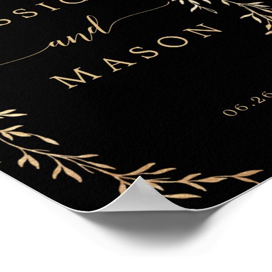 Glamoureuze gouden bruiloft Welkomstbord Poster (Hoek)