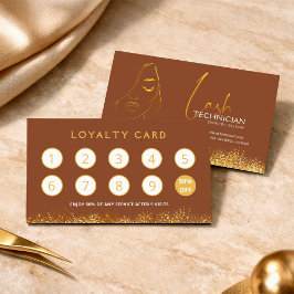 Glamoureuze Gouden & Bruine Wimperextensiekaart Klantenkaartje