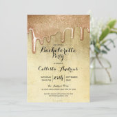 Glamoureuze Gouden Dikke Glitter Drips Bachelorett Kaart (Staand voorkant)