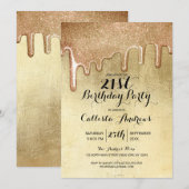 Glamoureuze Gouden Dikke Glitter Drips Verjaardag Kaart (Voorkant / Achterkant)