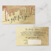 Glamoureuze Gouden Dikke Glitter Druppel Cadeaubon Visitekaartje (Voorkant / Achterkant)