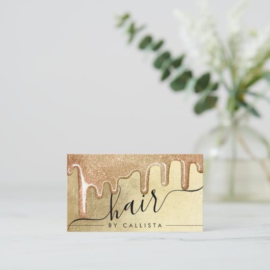 Glamoureuze Gouden Dikke Glitter Drupt Haar Visitekaartje (Staand voorkant)