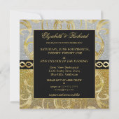 Glamoureuze gouden en zilveren bruiloft uitnodigin kaart (Achterkant)