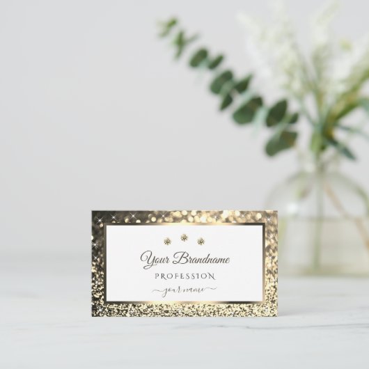 Glamoureuze gouden fonkeling Glitter Star White Di Visitekaartje (Staand voorkant)