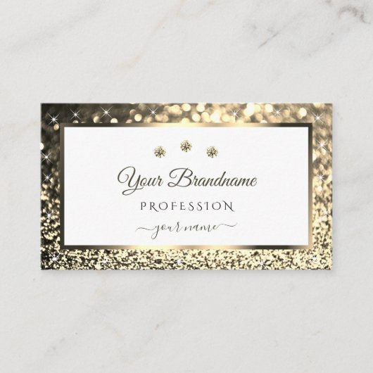 Glamoureuze gouden fonkeling Glitter Star White Di Visitekaartje (Voorkant)