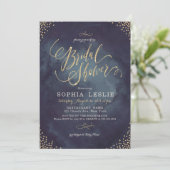 Glamoureuze gouden glinsterende kalligrafie Bruids Kaart (Staand voorkant)