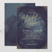 Glamoureuze gouden glinsterende kalligrafie Bruids Kaart (Voorkant / Achterkant)