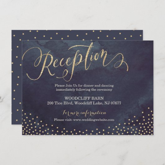 Glamoureuze gouden glinsterende kalligrafie ontvan informatiekaartje (Voorkant / Achterkant)