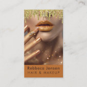 Glamoureuze Gouden Glitter Drip Gouden Glam Lippen Visitekaartje (Voorkant)