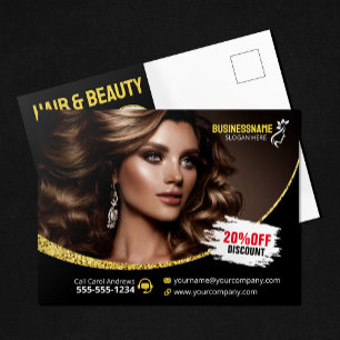 Glamoureuze Gouden Glitter Haarstylist Schoonheids Briefkaart