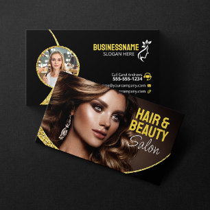Glamoureuze Gouden Glitter Haarstylist Schoonheids Visitekaartje
