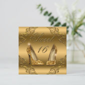 Glamoureuze Gouden Glitter Hoge Hakken Sweet 16 Kaart (Staand voorkant)