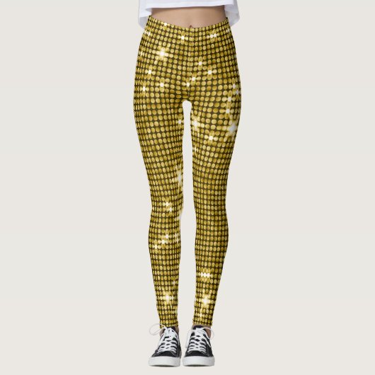 Glamoureuze gouden glitter leggings (Voorkant)