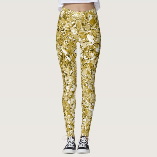 Glamoureuze gouden glitter leggings (Voorkant)