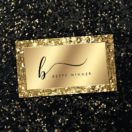 Glamoureuze Gouden Glitter Luxe Script Monogram Visitekaartje