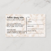 Glamoureuze Gouden Glitter Marmeren Cadeaubon Visitekaartje (Achterkant)